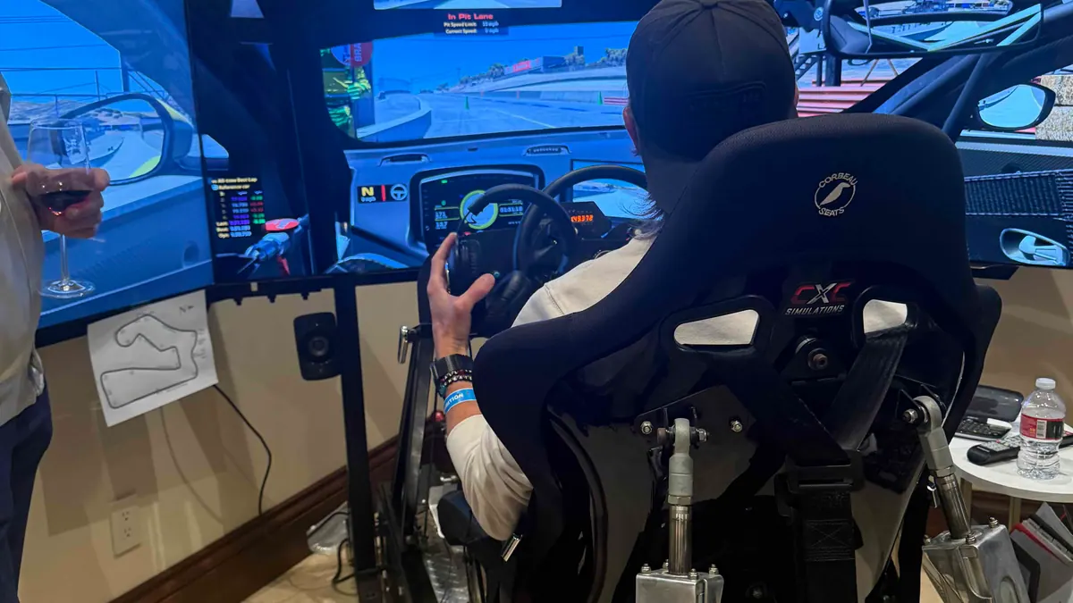 Driver working at a simulator and data station